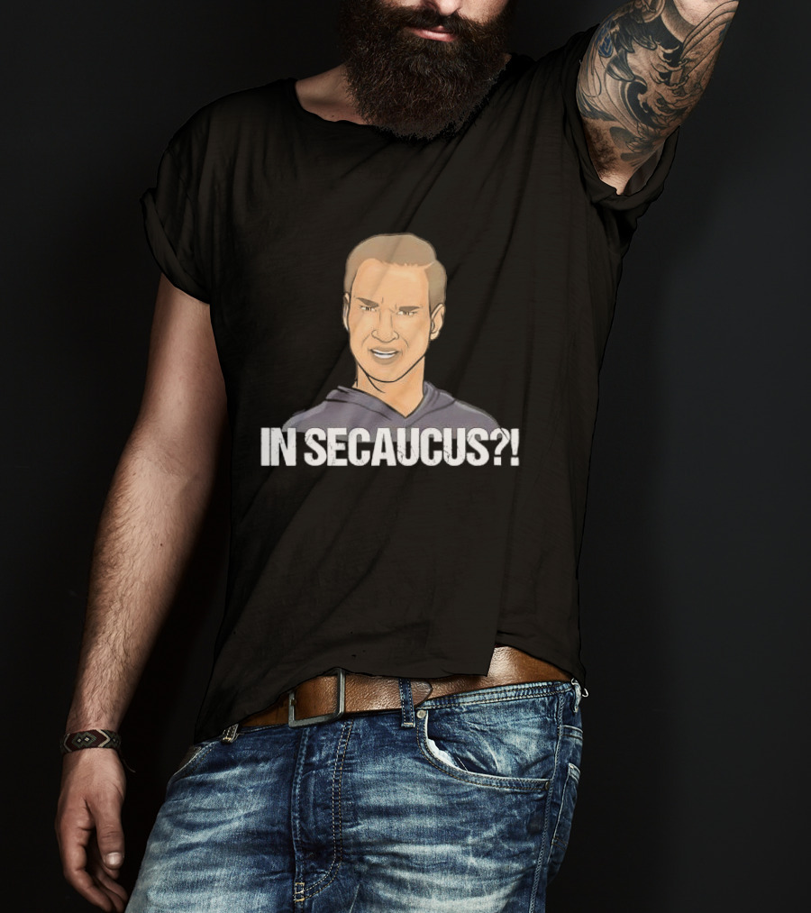 In Secaucus Cartoon Caricature Grimacing Man Face Expression T-Shirt