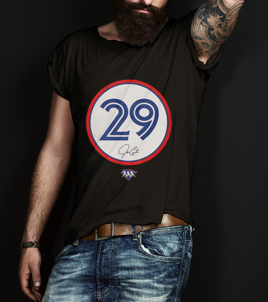 Joe Carter 29 Autograph Toronto Blue Jays Baseball T-Shirt