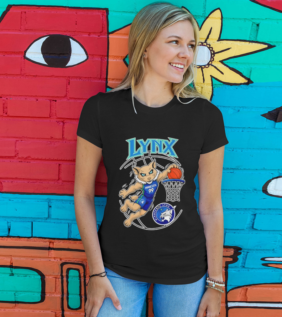 Minnesota Lynx 99 Cartoon Dunking Basketball Player T-Shirt