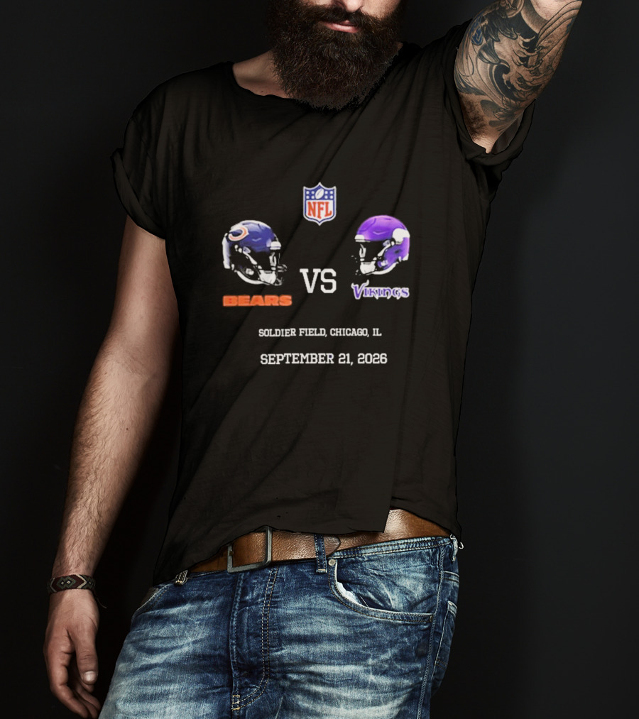 NFL Bears VS Vikings Soldier Field Chicago IL September 21 2026 T-Shirt