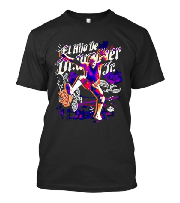 El Hijo De Dr Wagner Jr Masked Luchador Jumping Action With Roses Ring Combat T-Shirt