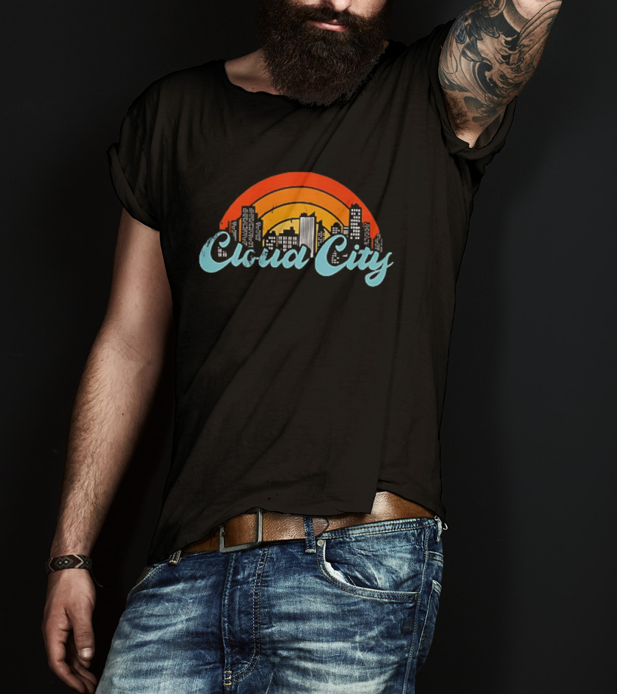 Cloud City Ganja White Night Skyline Retro Vibes T-Shirt