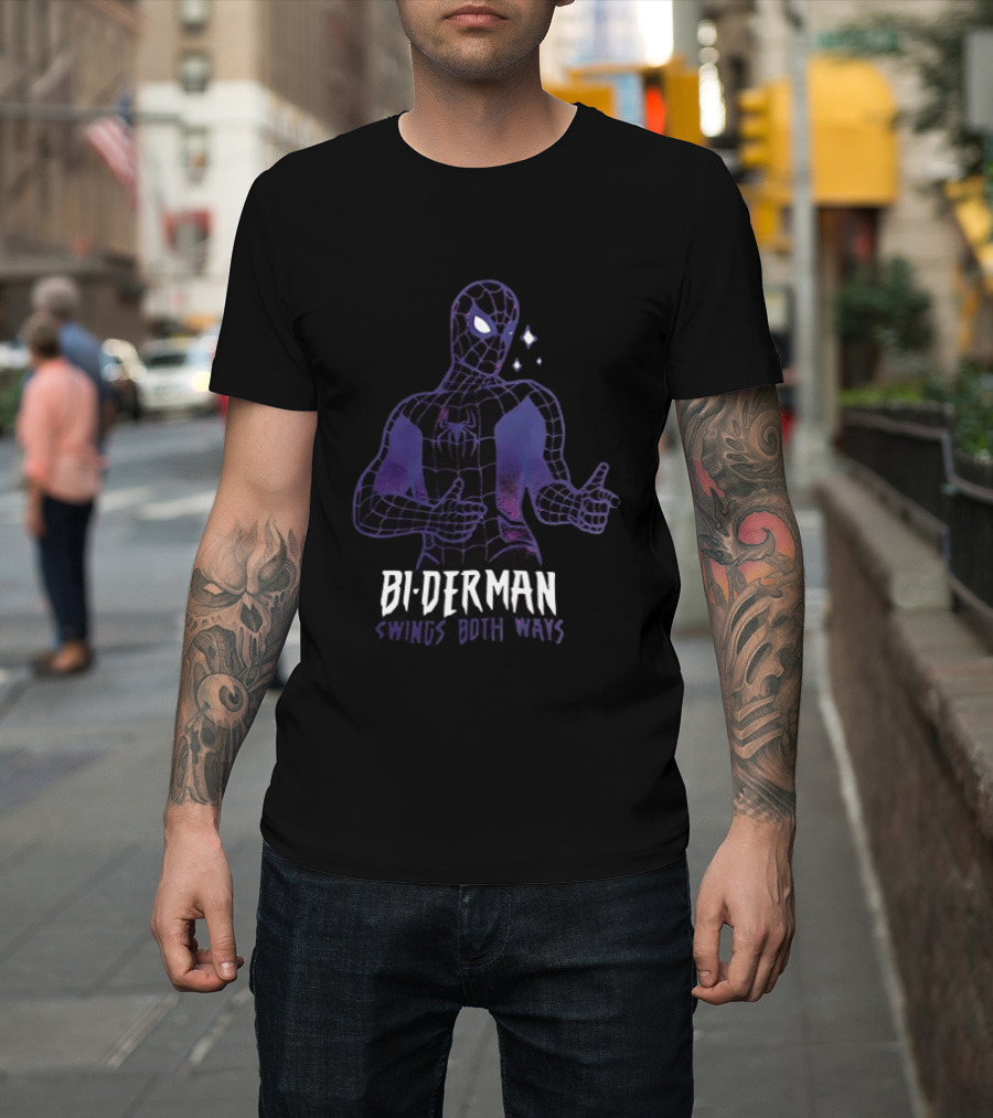 Bi Derman Swings Both Ways Spider Man T-Shirt