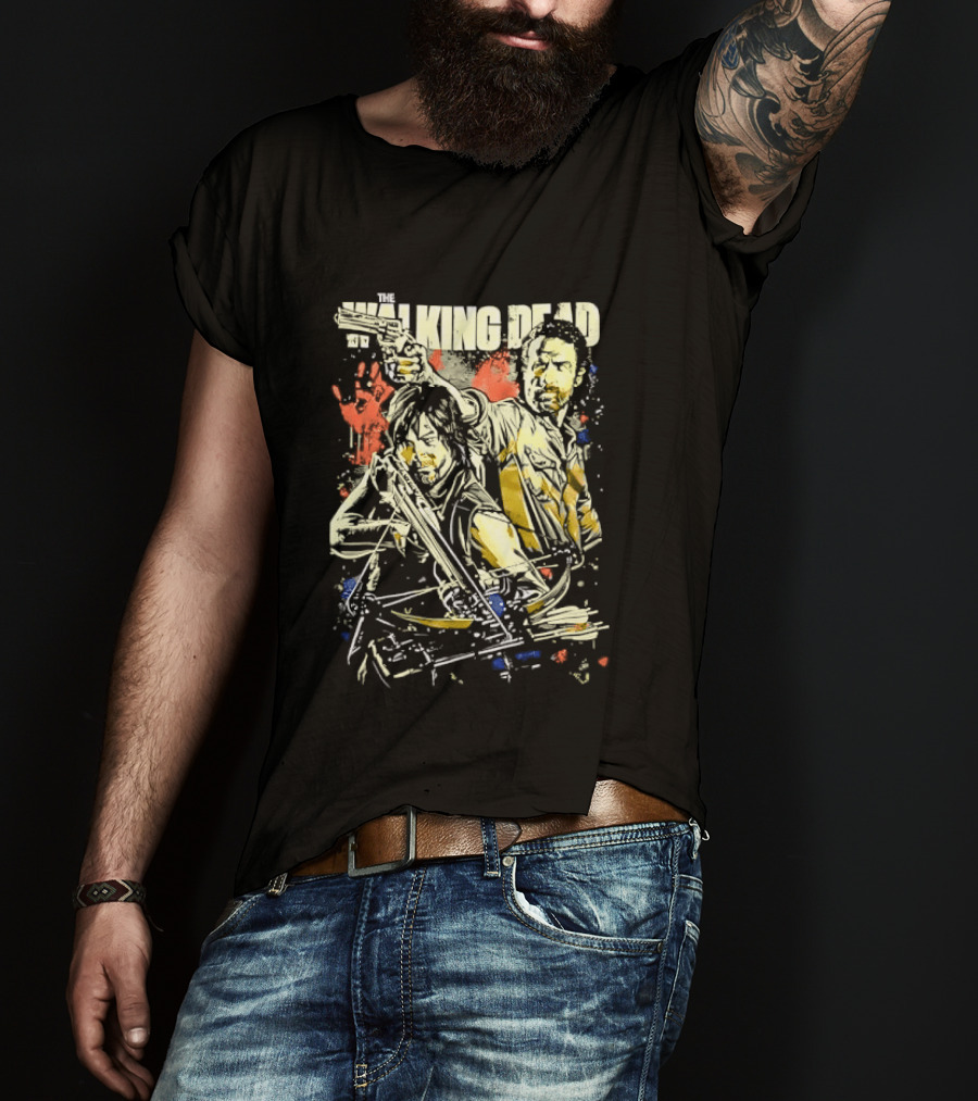 The Walking Dead Rick Grimes Daryl Dixon Crossbow T-Shirt