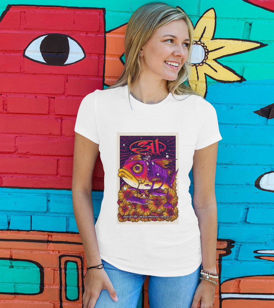 311 August 18 2026 Long Beach Amphitheater CA Psychedelic Fish And Astronaut T-Shirt