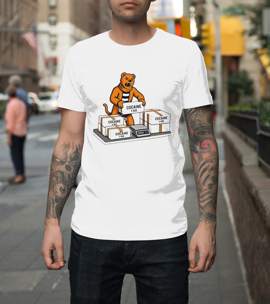 Cocaine 1 Kg Cartoon Orange Tiger Packages Scale T-Shirt