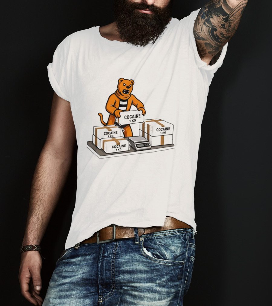 Cocaine 1 Kg Cartoon Orange Tiger Packages Scale T-Shirt