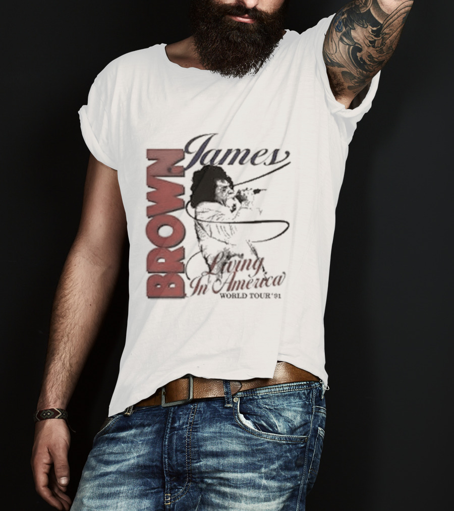 James Brown Living In America World Tour 1980s Retro Music Legend T-Shirt
