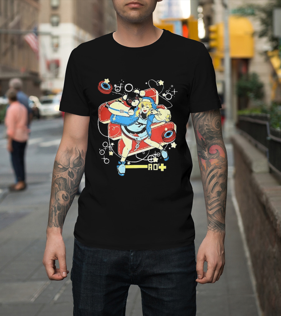 Ao2 Plus Anime Girl And Black Bear With Yoyo And Playful T-Shirt