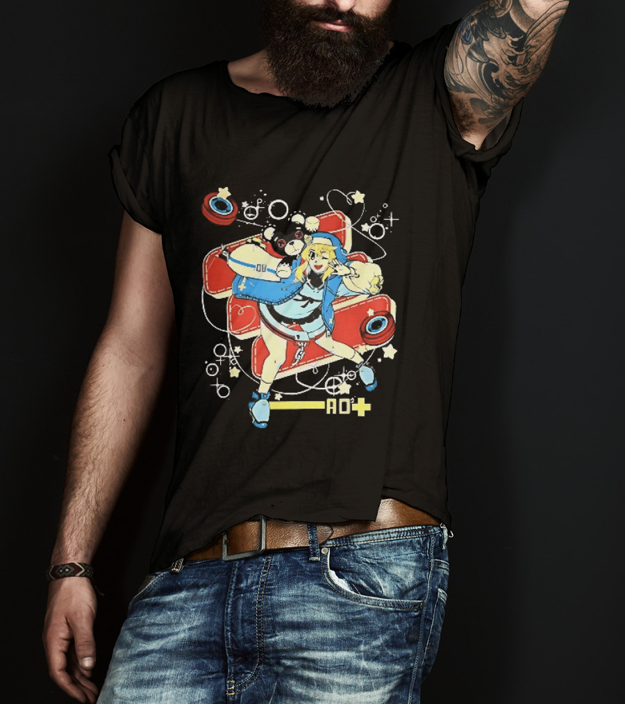 Ao2 Plus Anime Girl And Black Bear With Yoyo And Playful T-Shirt