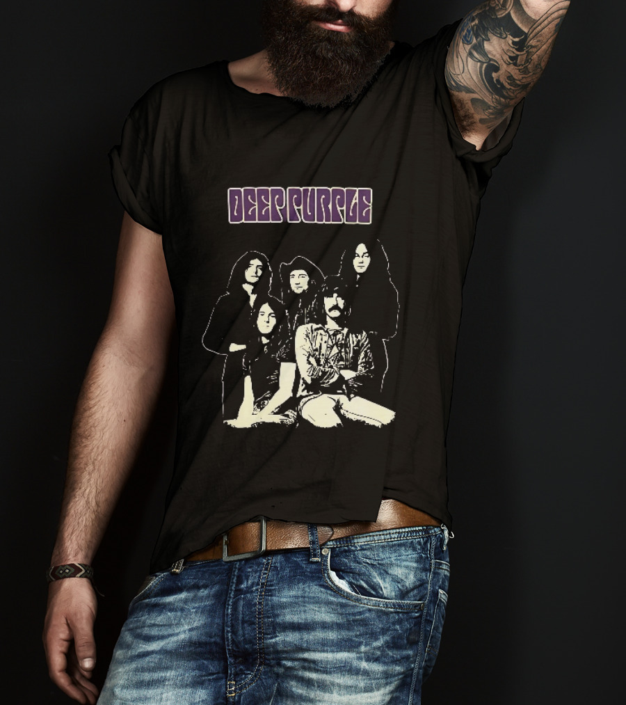 Deep Purple Band Members High Contrast Stencil Group Image T-Shirt