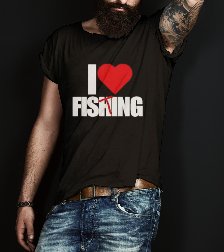 I Heart Fishing With Rod And Hook T-Shirt