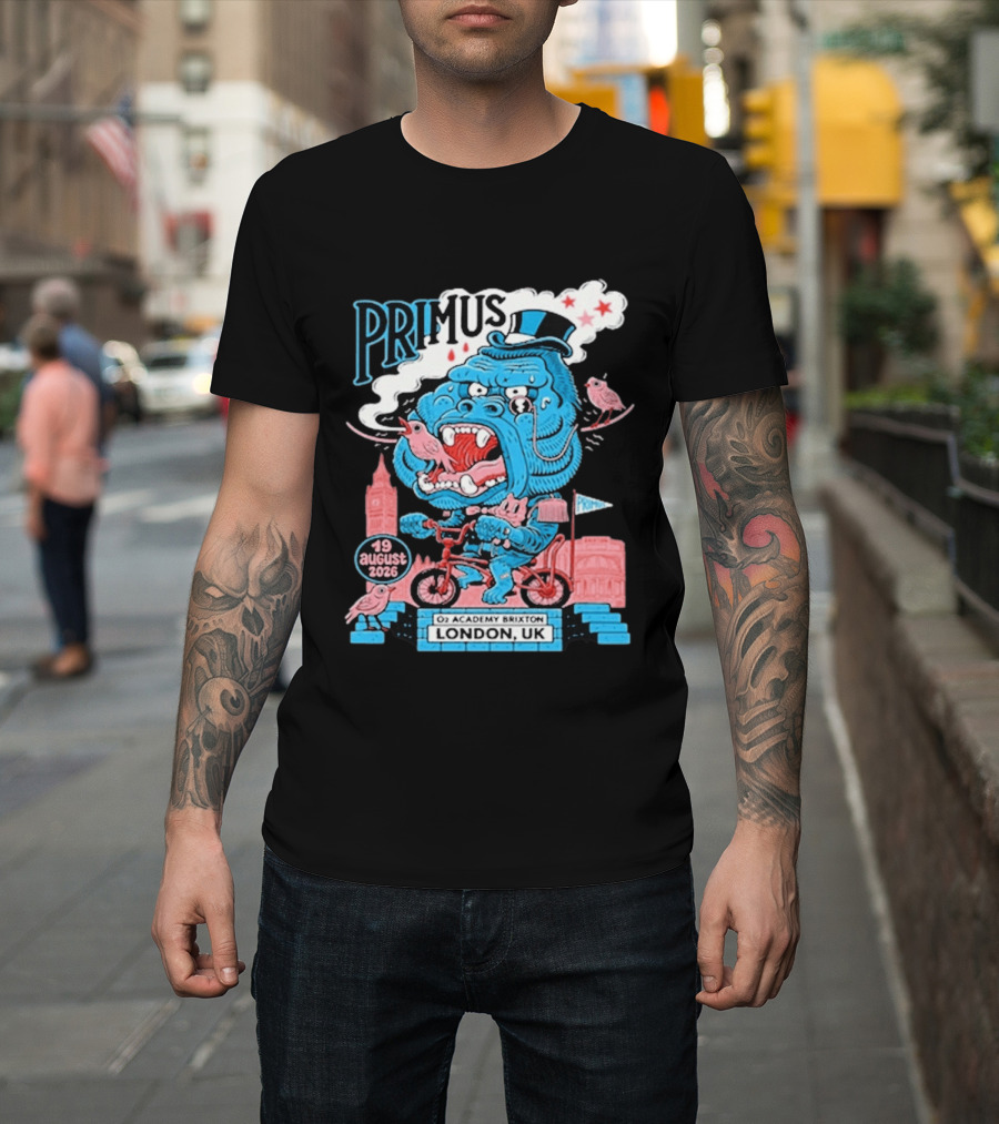 Primus 19 August 2026 O2 Academy Brixton London UK Blue Monster T-Shirt