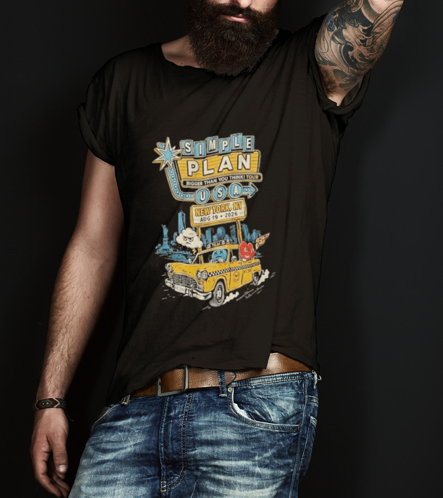 Simple Plan Bigger Than You Think Tour 2026 USA New York Event August 19 Capital One City Parks Foundation SummerStage Taxi T-Shirt