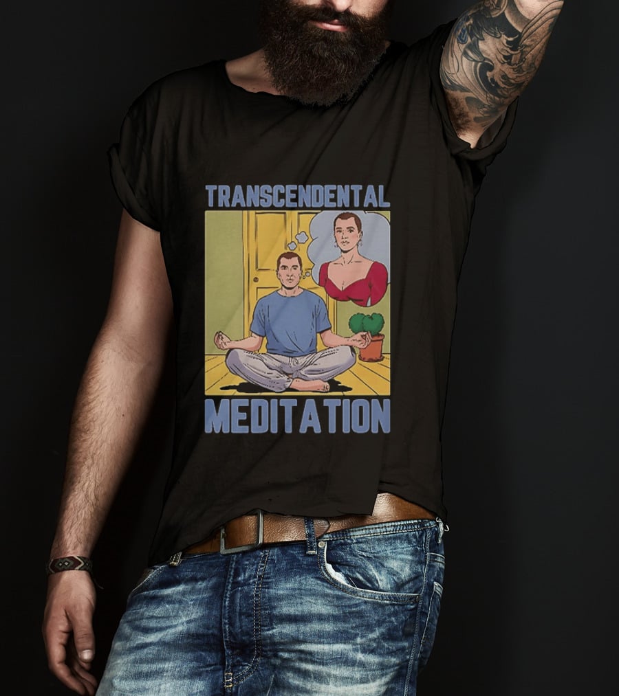 Transcendental Meditation Retro Comic Style Man Meditating Thought Bubble T-Shirt