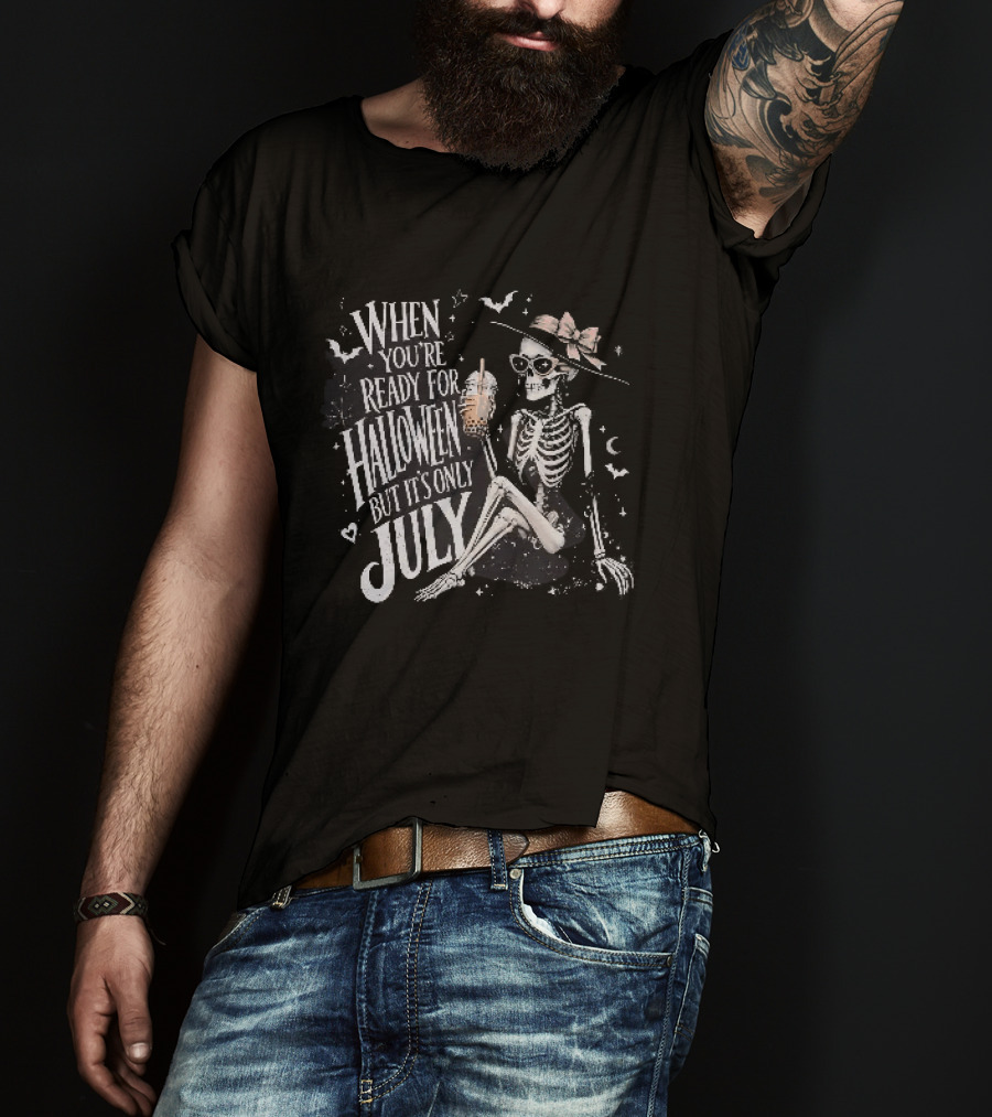 When You're Ready For Halloween But Its Only July Skeleton Witch Retro Aesthetic T-Shirt