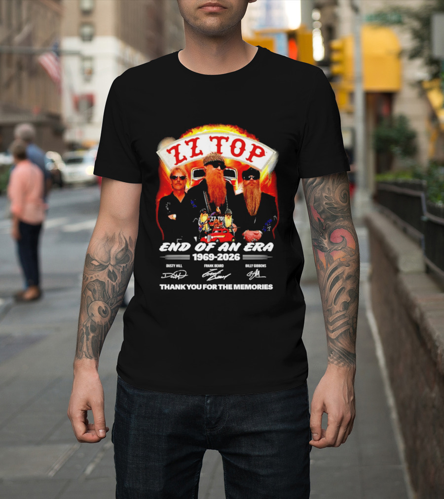 ZZ Top End Of An Era 1969 2026 Dusty Hill Frank Beard Billy Gibbons Thank You For The Memories T-Shirt