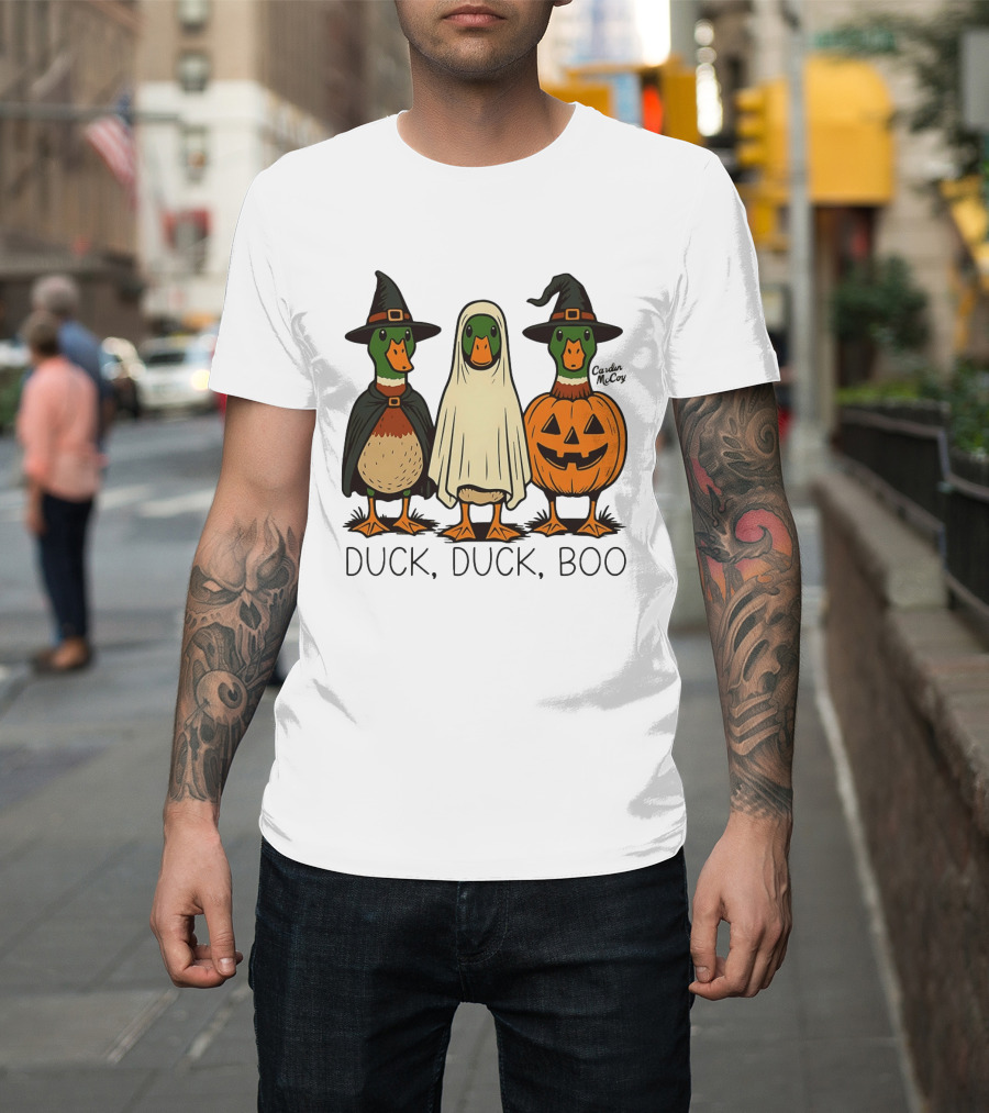 Duck Duck Boo Halloween 2026 Duck Trio In Costumes T-Shirt