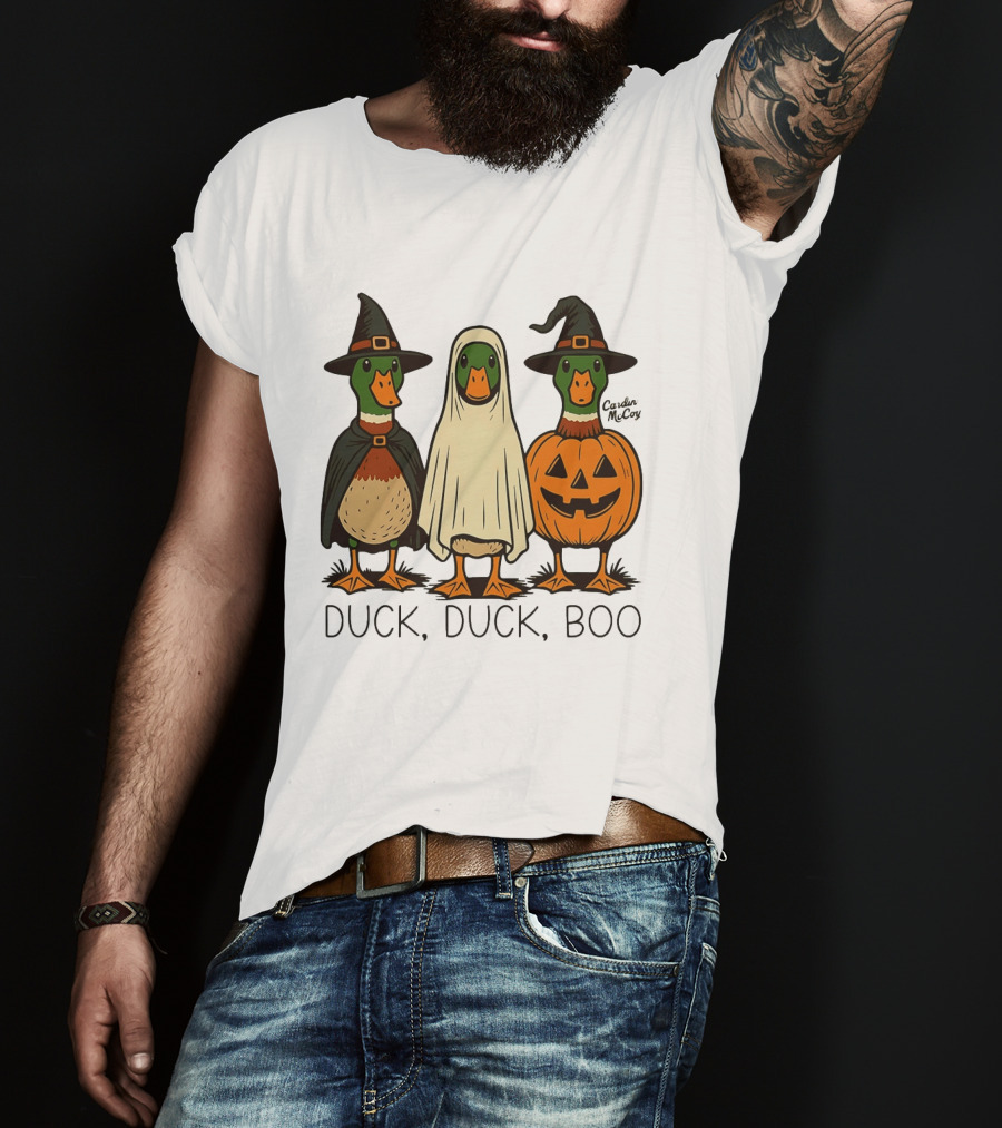 Duck Duck Boo Halloween 2026 Duck Trio In Costumes T-Shirt