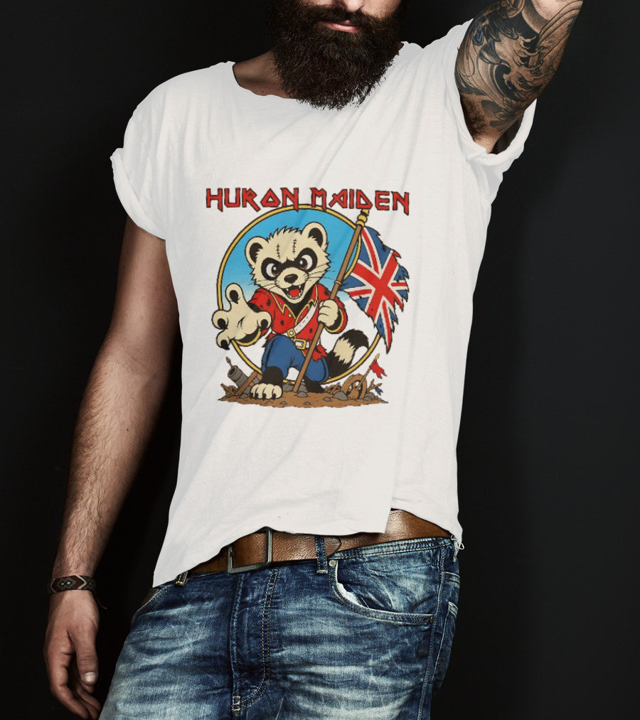 Huron Maiden Ferret Holding British Union Jack Flag T-Shirt