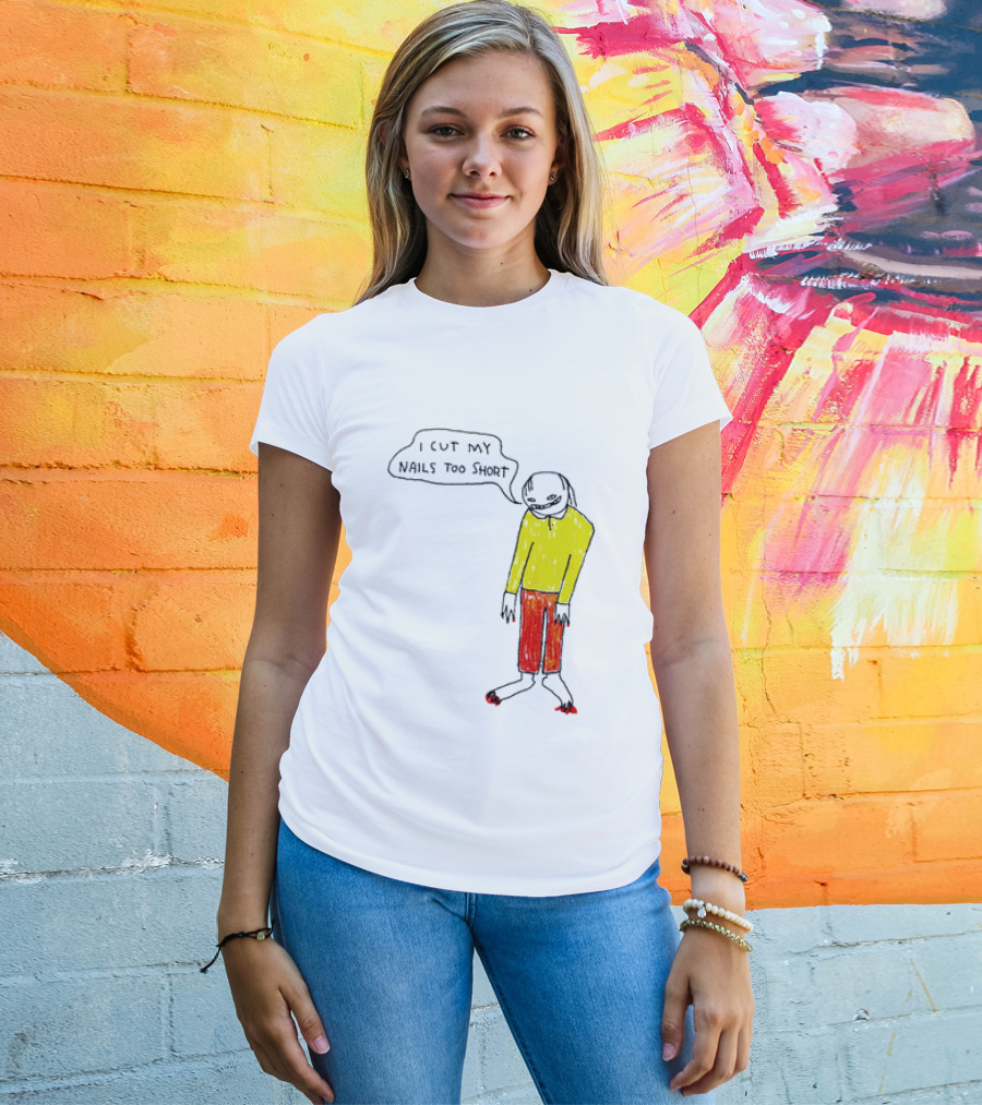I Cut My Nails Too Short Yellow Red T-Shirt