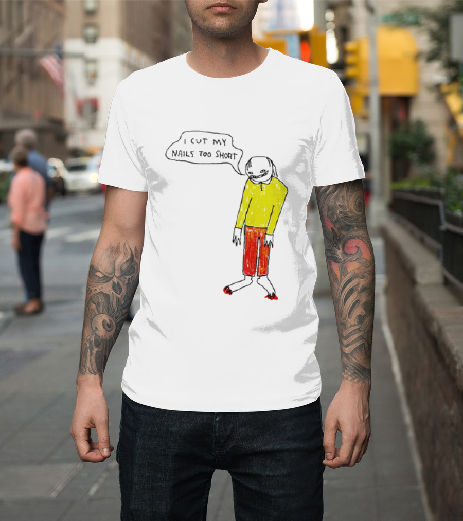 I Cut My Nails Too Short Yellow Red T-Shirt
