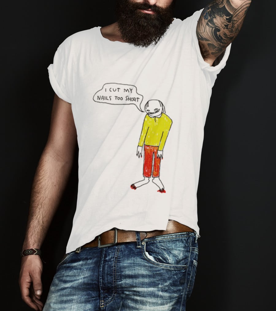 I Cut My Nails Too Short Yellow Red T-Shirt