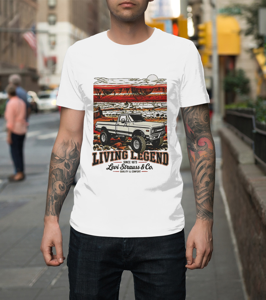 Living Legend Since 1873 Levi Strauss Co Vintage Truck Desert Scene T-Shirt