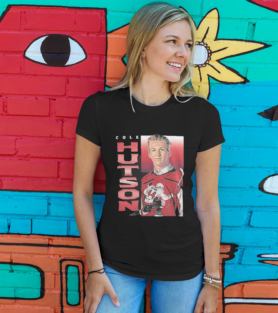 Cole Hutson Ice Hockey Player Red Jersey Number 44 Celebration T-Shirt