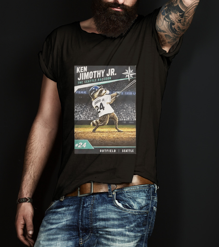 Ken Jimothy Jr The Seattle Raccoon Outfield Seattle Mariners #24 T-Shirt