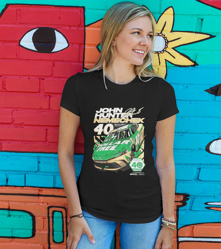 John Hunter Nemechek Dollar Tree 301 40th Anniversary 2026 Green Gold Toyota Camry Nascar New Hampshire Est 1986 T-Shirt