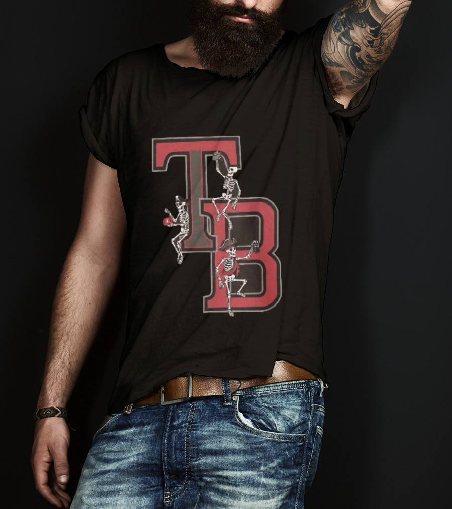 Tampa Bay Buccaneers TB Pirate Skeletons Football T-Shirt