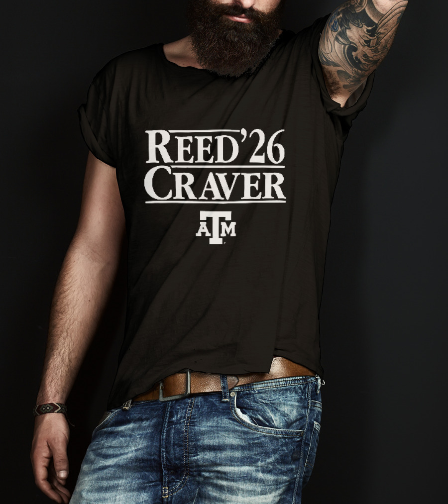 Reed 26 Craver Texas A&M Aggies ATM Beveled Serif Lines T-Shirt