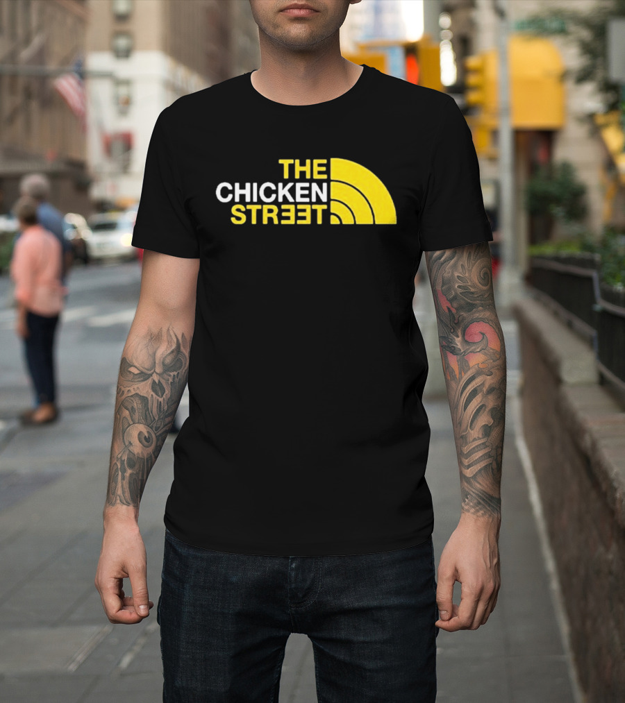 The Chicken Street Block Text Bold Yellow And White Circular T-Shirt