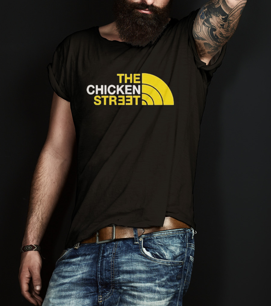 The Chicken Street Block Text Bold Yellow And White Circular T-Shirt