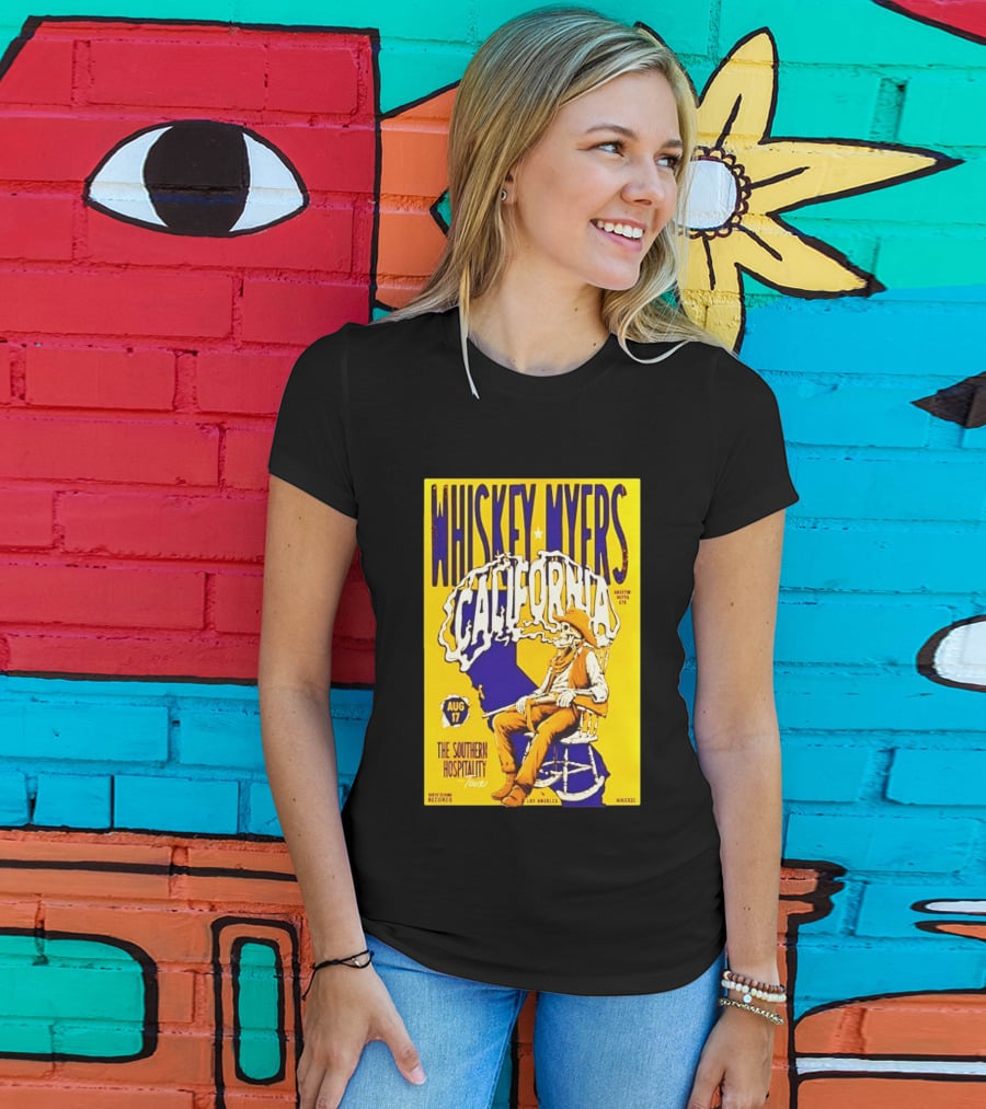 Whiskey Myers California Southern Hospitality Tour August 17 Los Angeles Reclining Cowboy T-Shirt