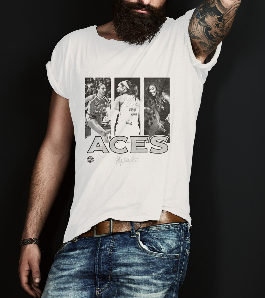 Las Vegas Aces A'ja Wilson 22 WNBA Team Player Hustle T-Shirt
