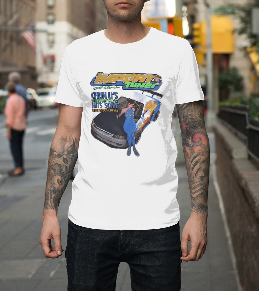 Import Tuner Chun Li's Widebody Silvia Hits Some Dangerous Curves Auto Racing Anime T-Shirt