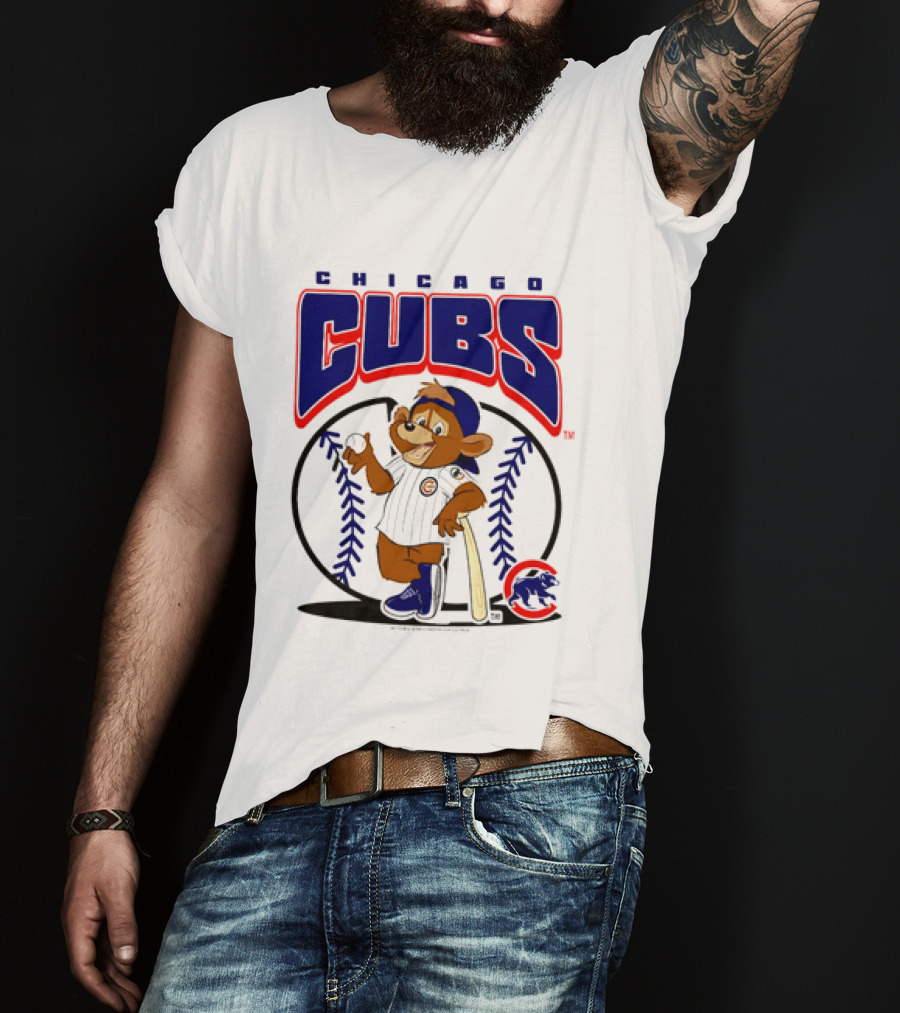 Chicago Cubs MLB 2026 Mania Bear Character Baseball Bat T-Shirt