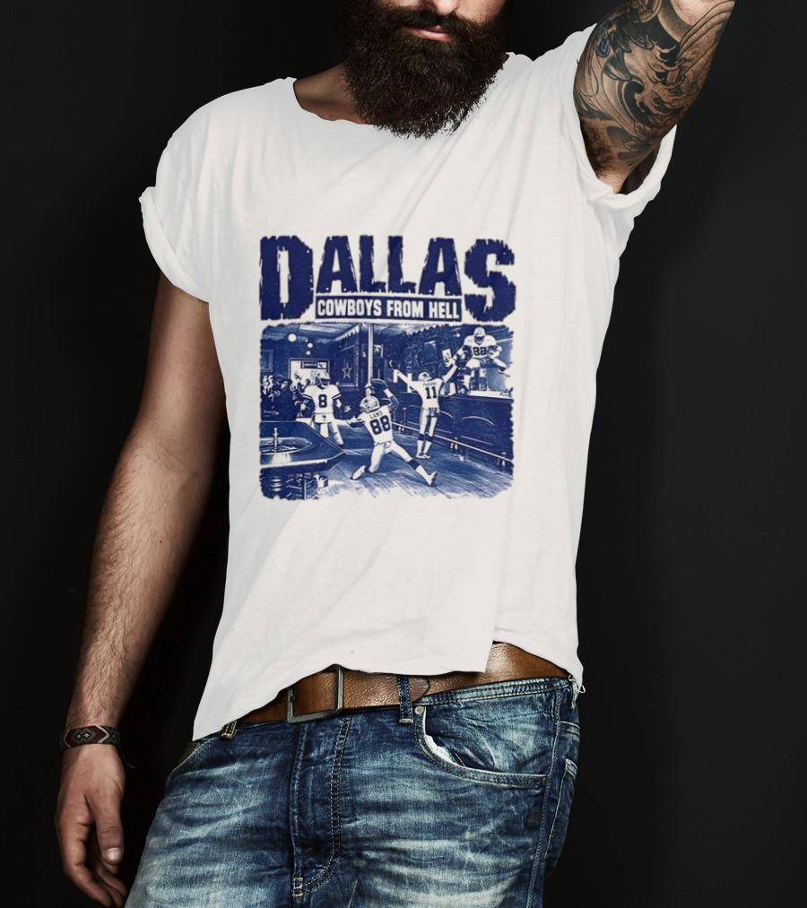 Dallas Cowboys From Hell Football Bar Scene T-Shirt