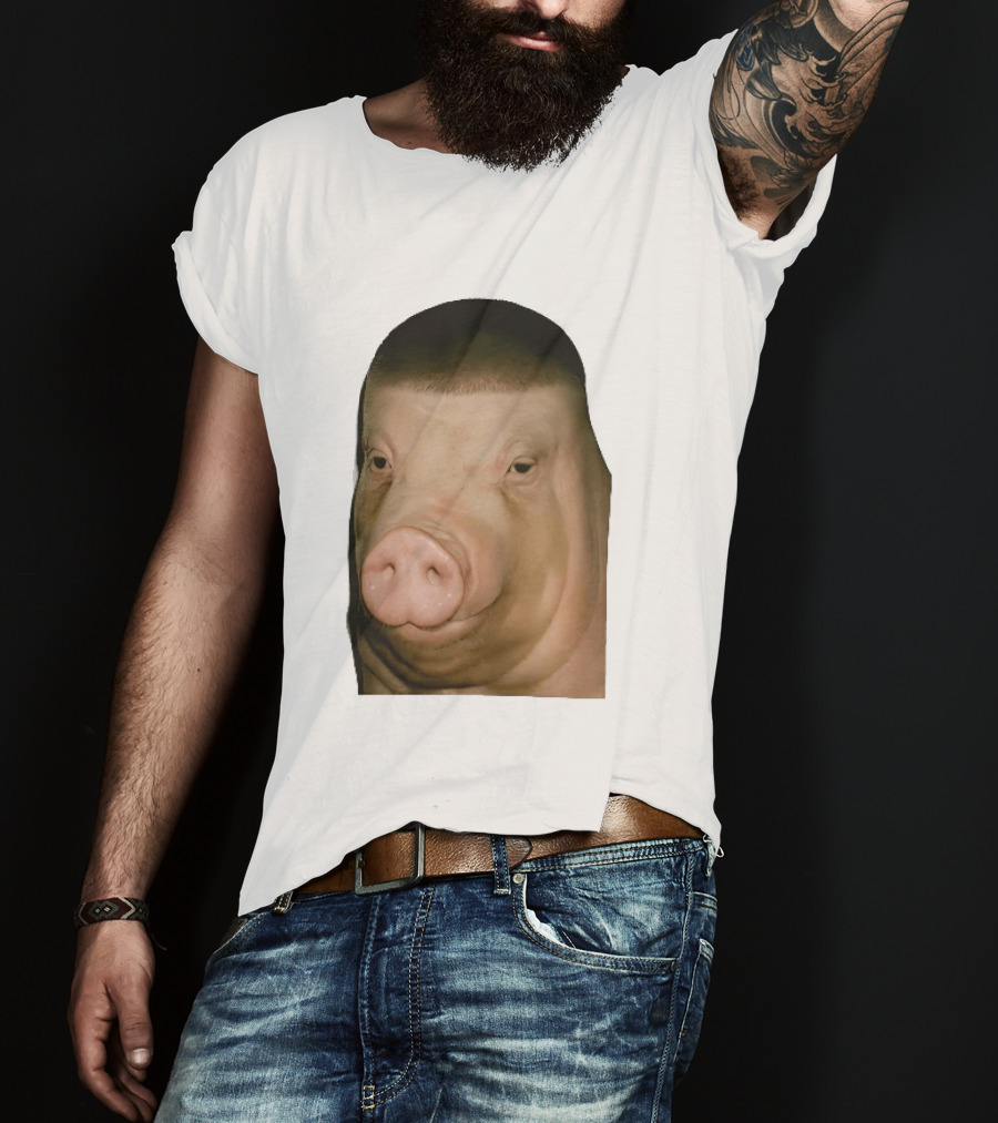 Photorealistic Close Up Pig Face Edgar Haircut Cutout T-Shirt