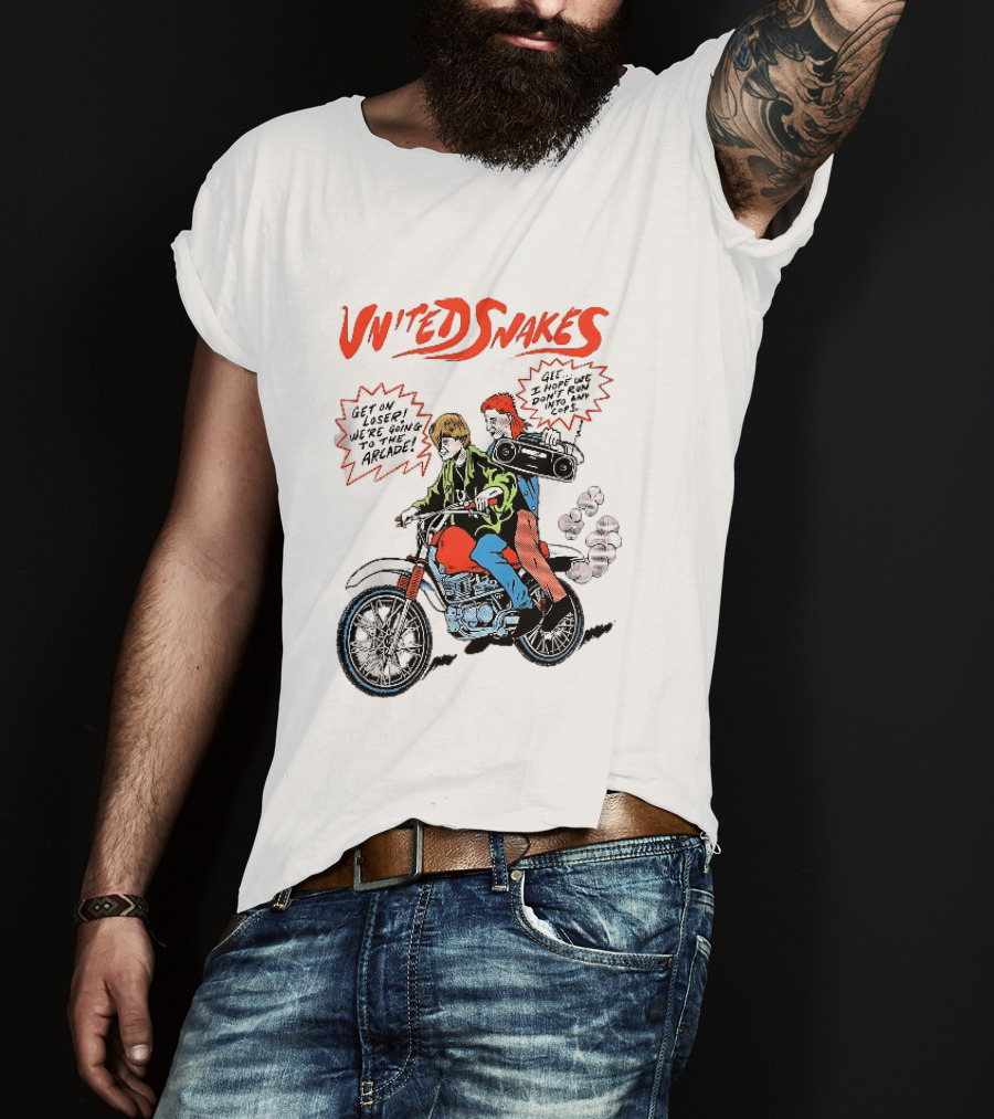 United Snakes Get On Loser We're Going To The Arcade Motorcycle Adventure T-Shirt