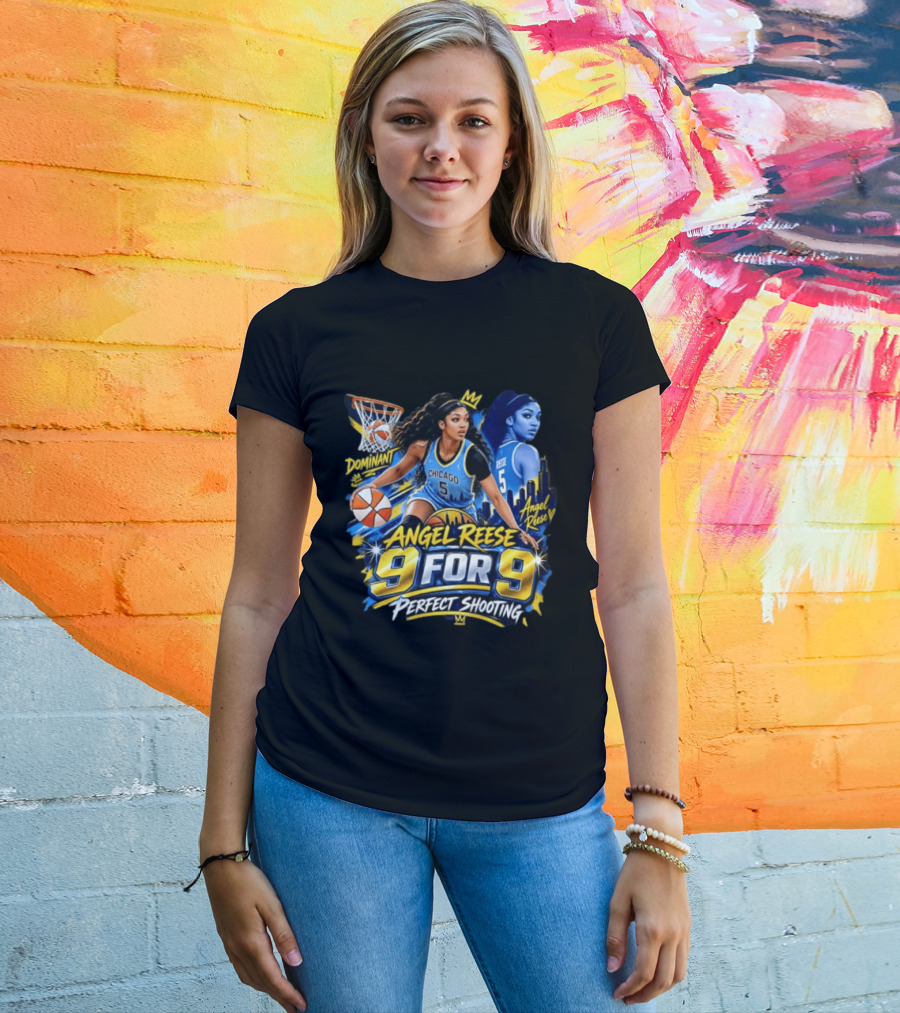 Angel Reese 9 For 9 Perfect Shooting Dominant Chicago Basketball T-Shirt