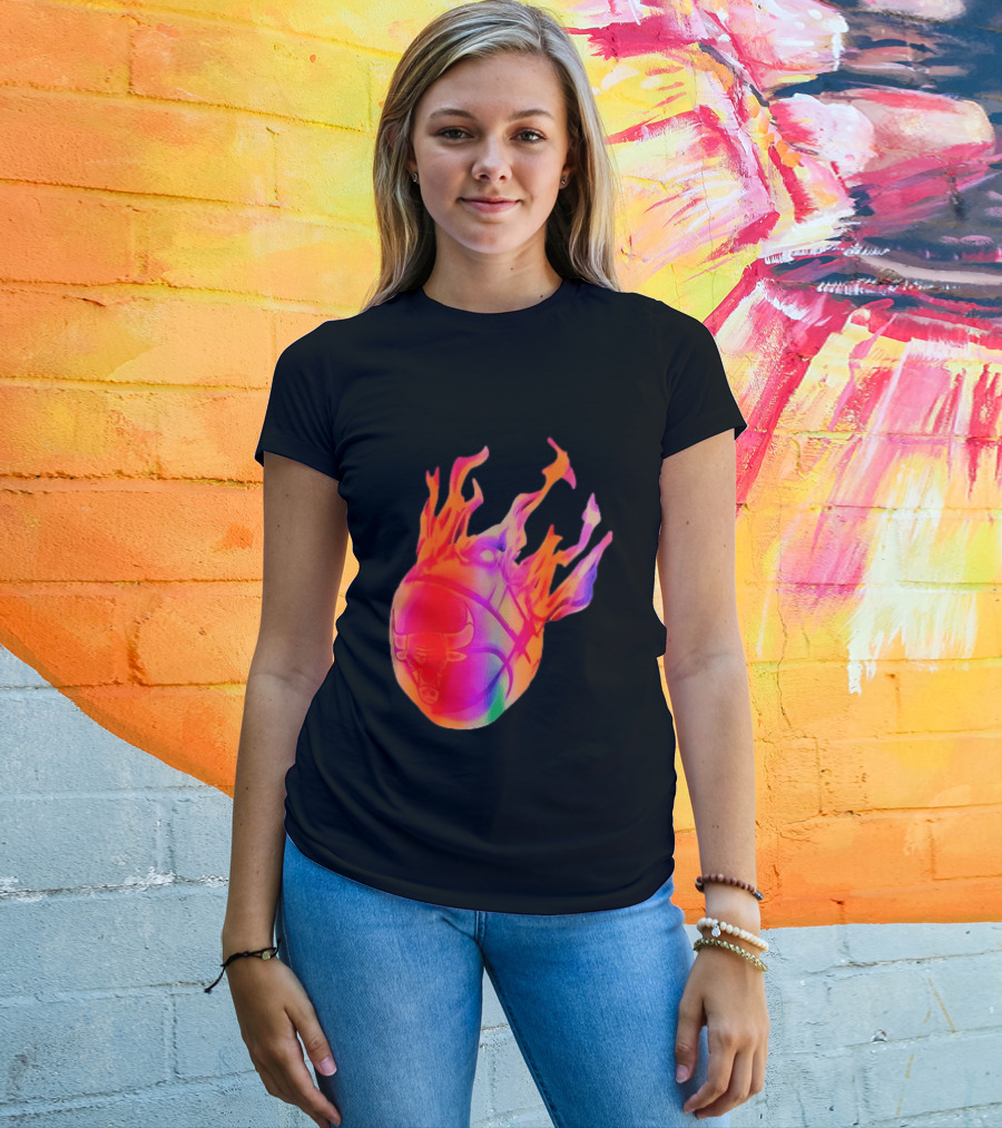 Chicago Bulls NBA Basketball Flaming Fireball NBA Fans Merchandise T-Shirt
