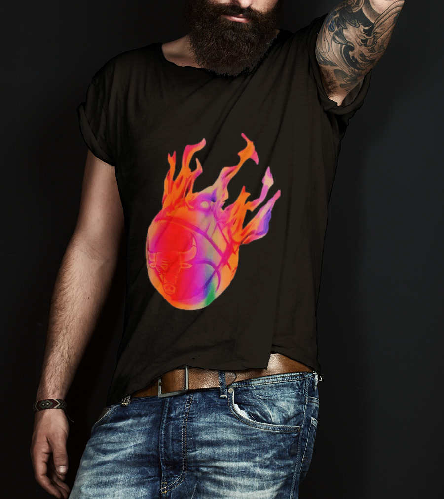 Chicago Bulls NBA Basketball Flaming Fireball NBA Fans Merchandise T-Shirt