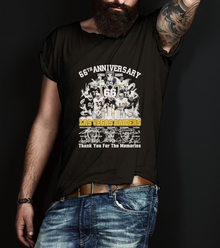 Las Vegas Raiders 66th Anniversary 1960 2026 Thank You For The Memories Celebration T-Shirt
