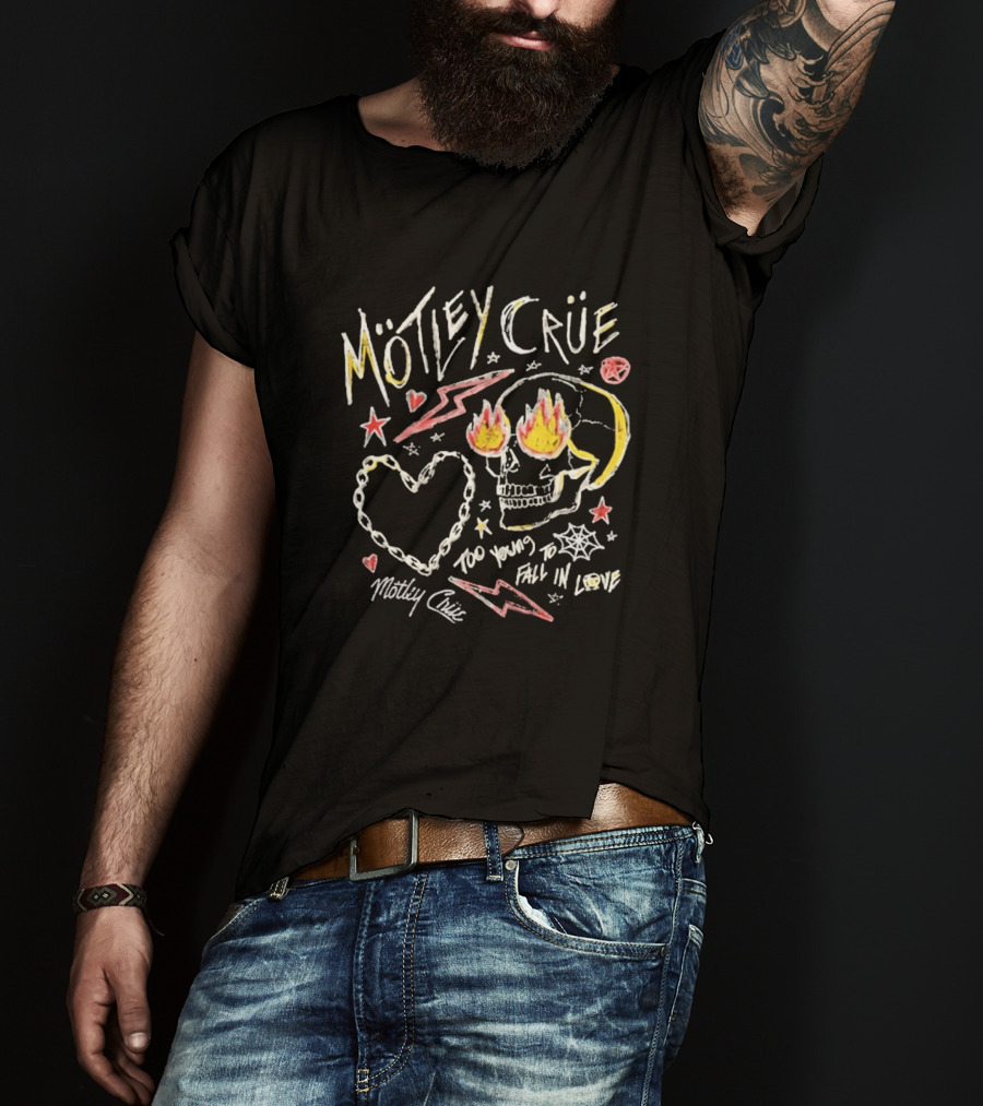Mötley Crüe Skull Heart Lightning Too Young To Fall In Love Toddler 2026 T-Shirt