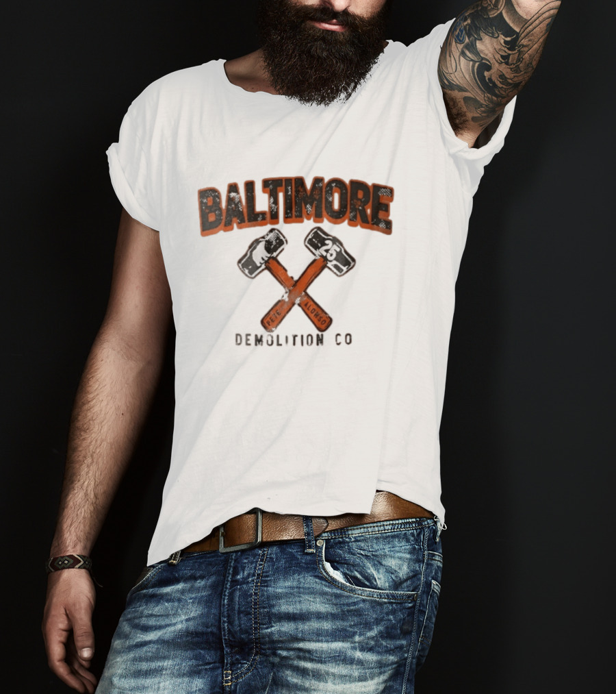 Baltimore Demolition Co Pete Alonso 25 Crossed Hammers Bear T-Shirt