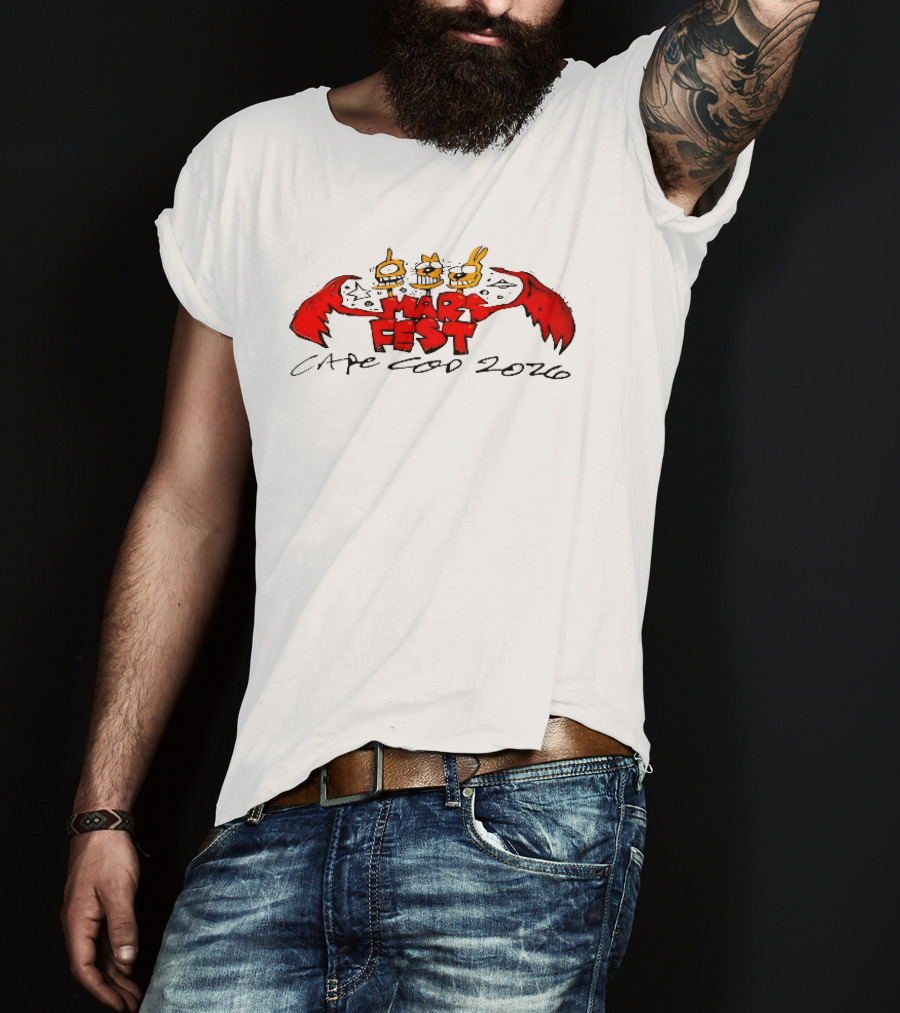 Mars Fest Cape Cod 2026 Cartoon Alien Creature Heads Red Wings Ufo Space T-Shirt