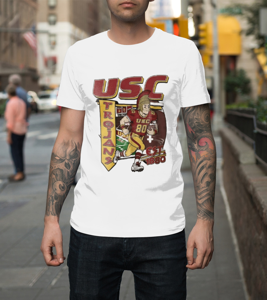 USC Trojans Football Player Cartoon Scoreboard Est 1880 T-Shirt